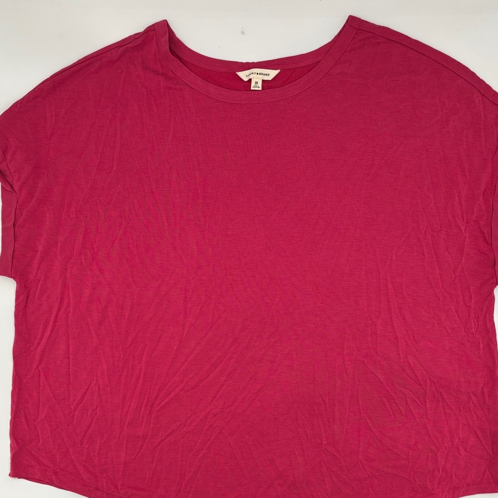 Lucky Brand Scoop Neck Short Sleeve Slouchy Round Hem T-Shirt